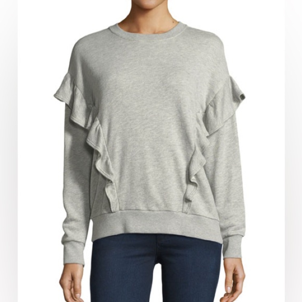Joie - Gray Ruffle Crewneck Sweatshirt